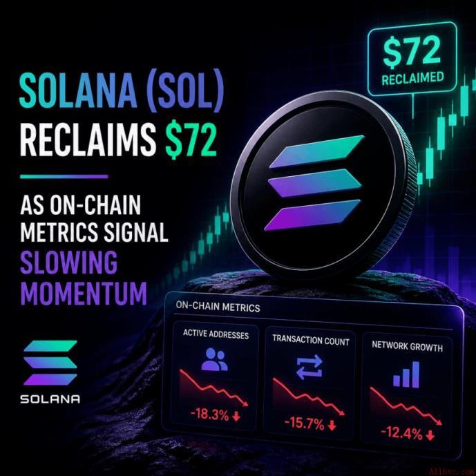 Solana (SOL) 重返72美元，链上指标暗示涨势放缓