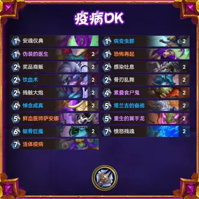炉石传说逃离紫罗兰监狱绿绿红疫病DK卡组推荐