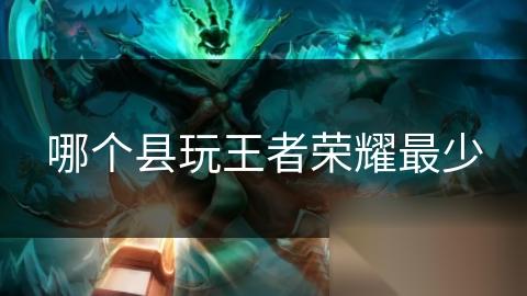 哪个县玩王者荣耀最少